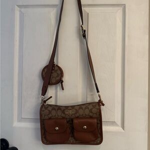 Coach Brown Classic Crossbody Bag with Matching Change Purse